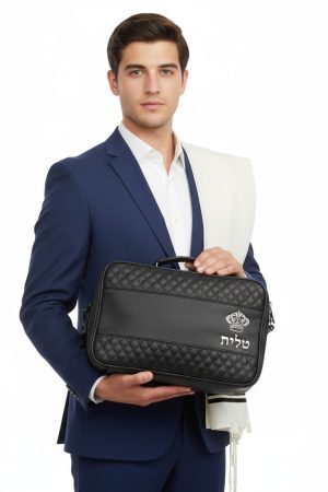 תיק טלית שחור מפואר בעיצוב קלאסי