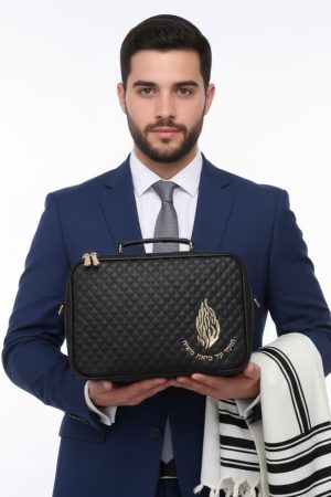 תיק תפילין שחור יוקרתי בעיצוב אלגנטי