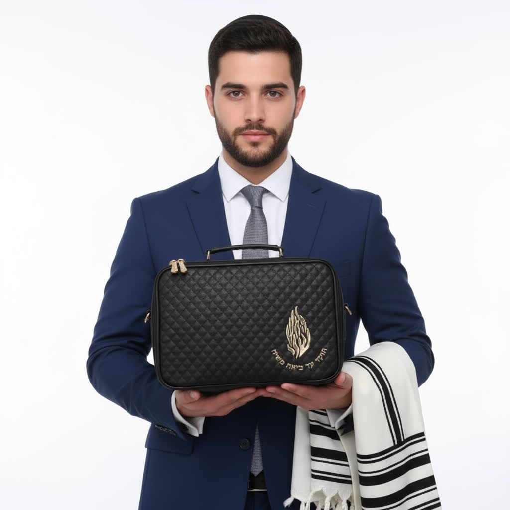 תיק תפילין שחור יוקרתי בעיצוב אלגנטי