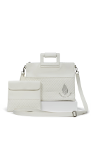 תיק טלית ותפילין יוקרתי דמוי עור לבן עם הטבעה מובלטת – “האש שלי”