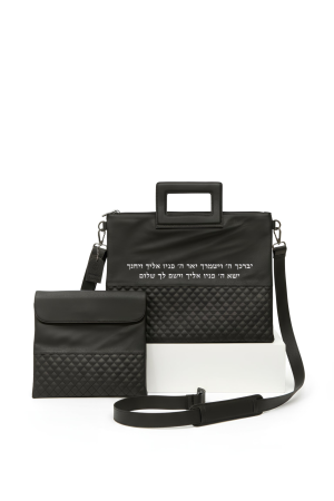 תיק טלית ותפילין יוקרתי מעור דמוי איטלקי שחור