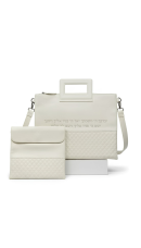 תיק טלית יוקרתי דמוי עור בצבע לבן עם הטבעה מובלטת