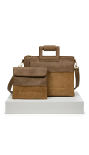 תיק טלית ותפילין מהודר – דמוי עור חום בהיר  רקמת “יברכך”