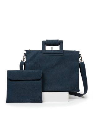 תיק מפואר לטלית ולתפילין - כחול נייבי  פשתן 