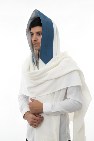 טלית צמר מהודרת דגם “עטרת רוז” עם עטרה בחיתוך לייזר