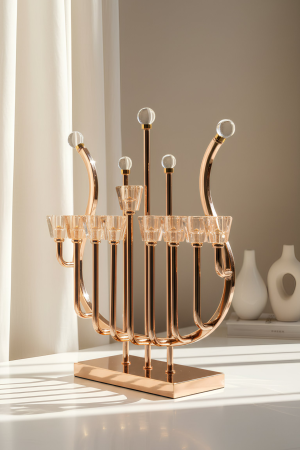 חנוכיית נבל יוקרתית עם קני קריסטל