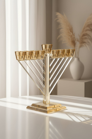 חנוכיית קריסטל זהב מהודרת בעיצוב יוקרתי