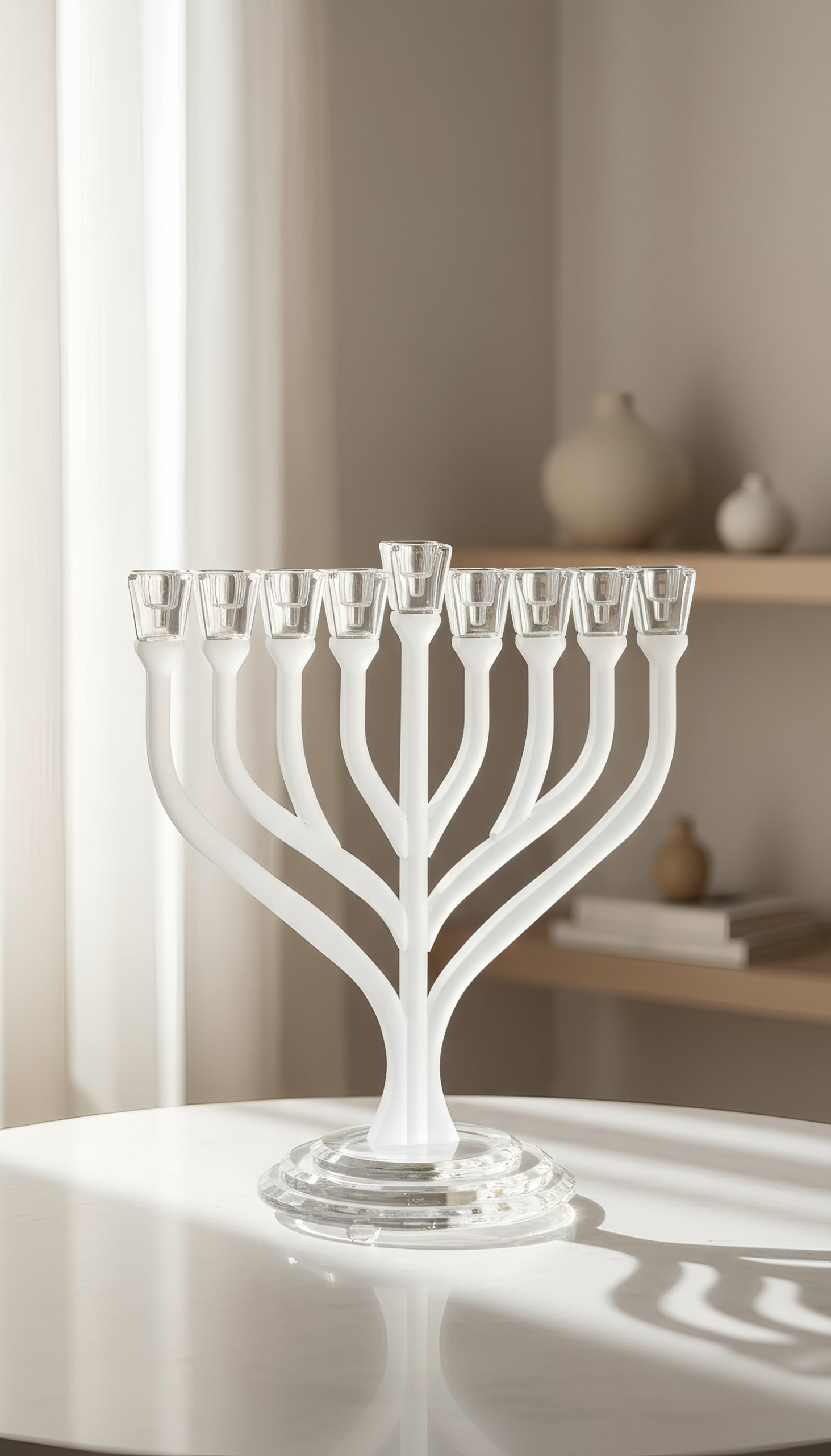 חנוכיית קריסטל יוקרתית מזכוכית חלבית