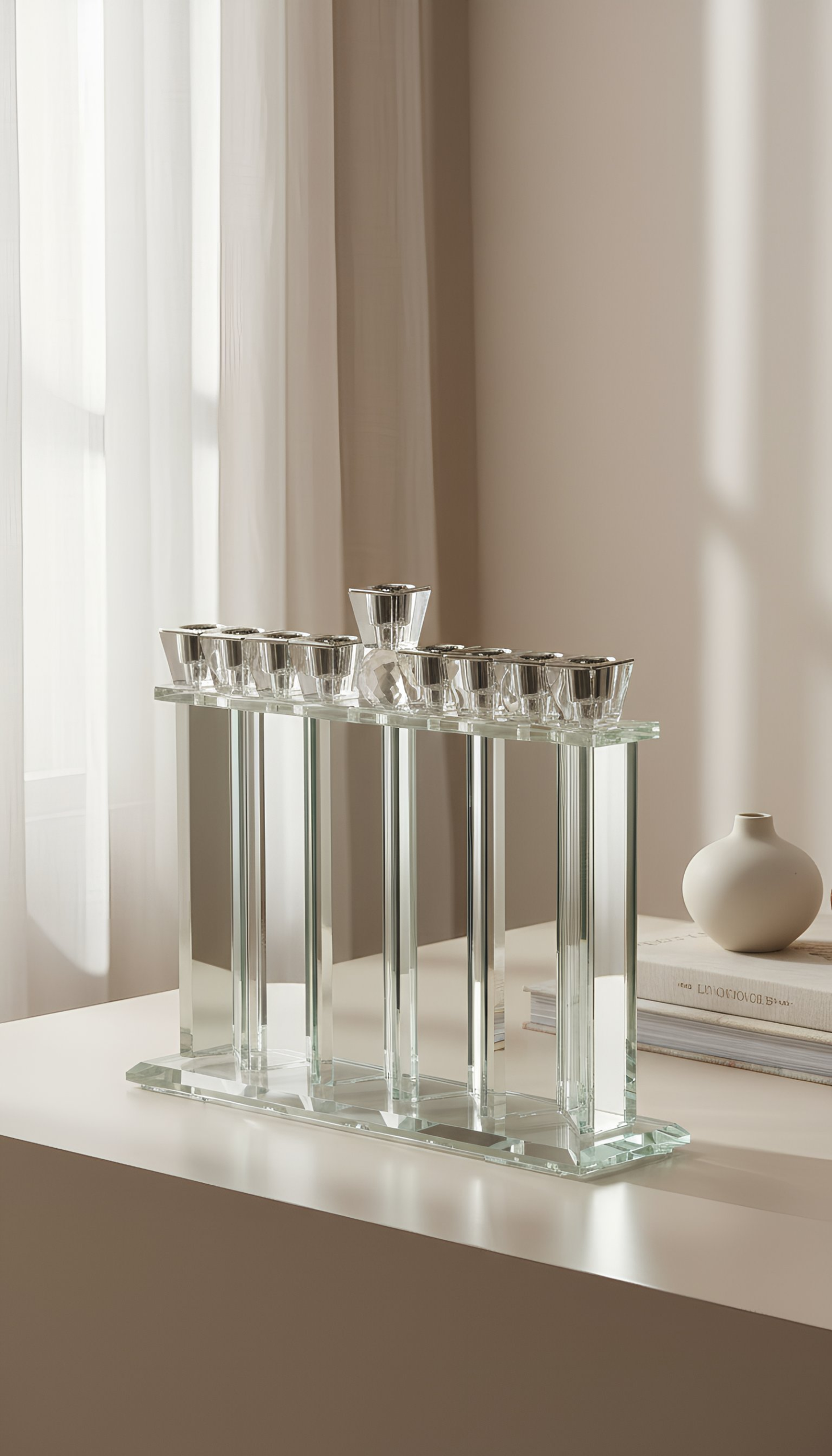 חנוכיית קריסטל יוקרתית 24×29 ס״מ