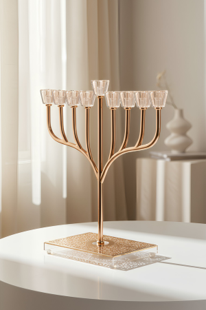 חנוכייה מהודרת דגם שנהב רוז גולד