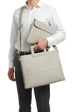 תיק מפואר לטלית ותפילין דמוי עור בטון אותיות בולטות