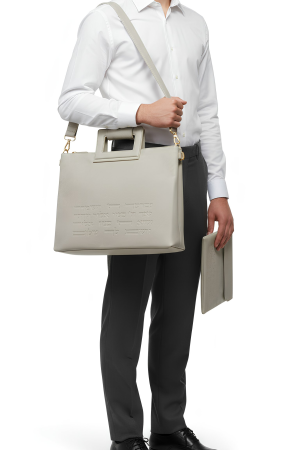 תיק טלית ותפילין – דגם “פיו יברכך”  צבע בטון  40×32 ס״מ