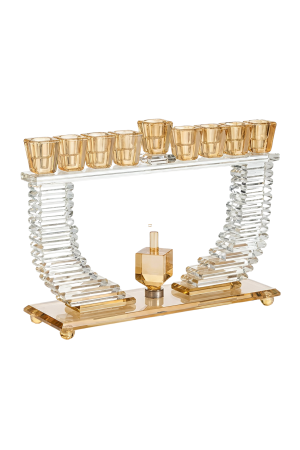 חנוכייה קריסטל מהודרת עם סביבון 19.5*28 ס"מ