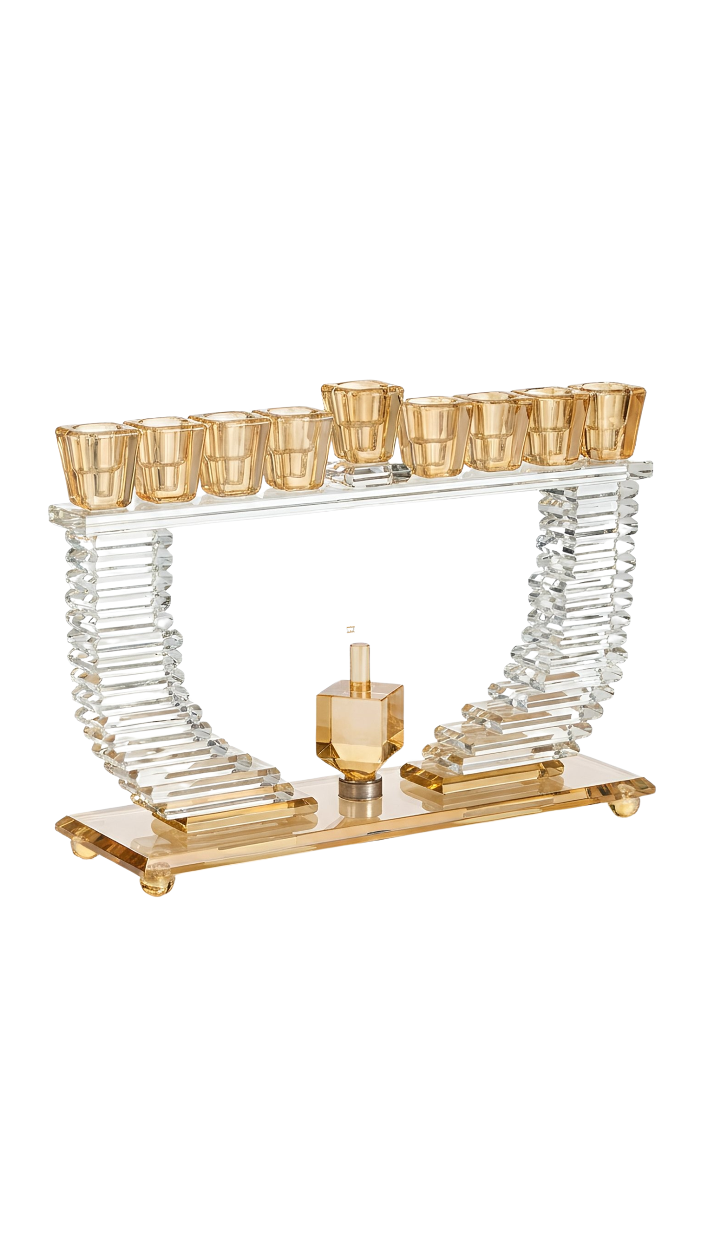 חנוכייה קריסטל מהודרת עם סביבון 19.5*28 ס"מ