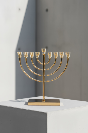 חנוכיית יוקרתית בצבע זהב צהוב 36 ס''מ