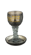 גביע קידוש קריסטל מהודר  ברכה  בציפוי זהב