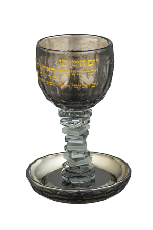 גביע קידוש קריסטל מהודר  ברכה  בציפוי זהב