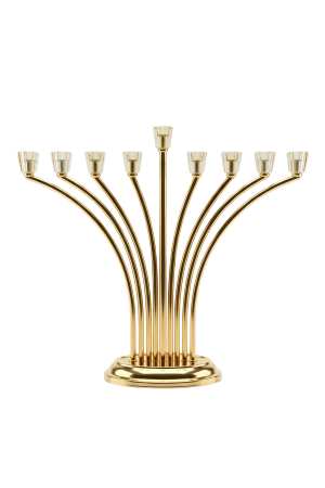 חנוכיית "עטרת הזהב" עם ראשי קריסטל גימור זהב 46 ס"מ
